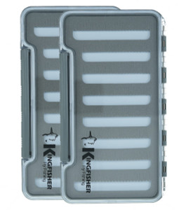 Kingfisher Fly Fishing Large Slim Waterproof Fly Box Foam Insert Fly Box, 2 Pack