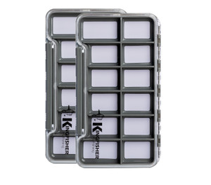 Kingfisher Fly Fishing Super Slim Waterproof Magnetic Compartment Fly Box, 2 Pack