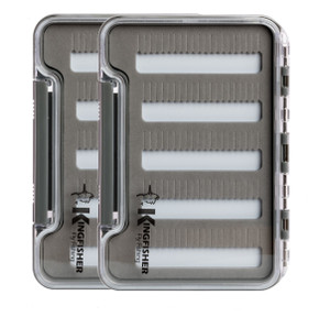 Kingfisher Fly Fishing Super Slim Waterproof Fly Box Foam Insert Medium, 2 Pack