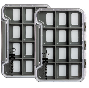 Kingfisher Fly Fishing Slim Waterproof Magnetic Compartment Fly Box, 2 Pack