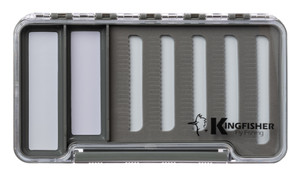 Kingfisher Fly Fishing Slim Waterproof Fly Box with foam and two Compartments