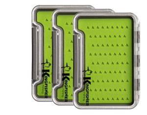 3 PC Fly Fishing Box Silicone Super Slim Waterproof Fly Fishing (5.5" x 3.5" x 3/4")