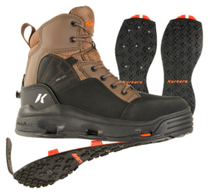 Korkers Buckskin Fishing Wading Boot w/ Kling-On & Studded Kling-On Soles